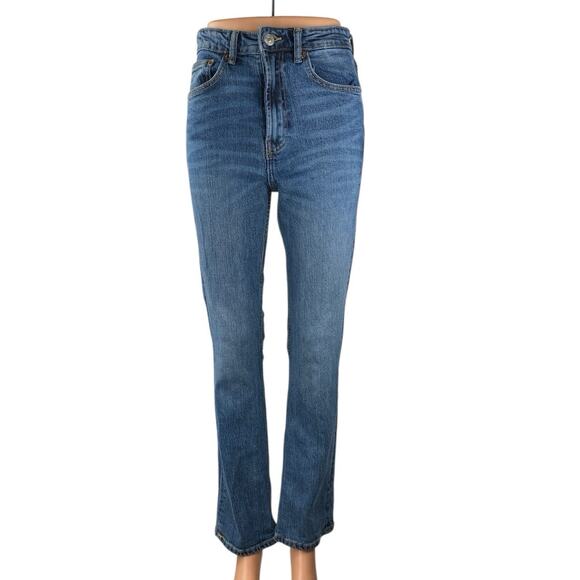 Zara Women's Blue High Waisted Slim Fit Flared Bootcut Leg Denim Jeans Pants 4 - Picture 1 of 5